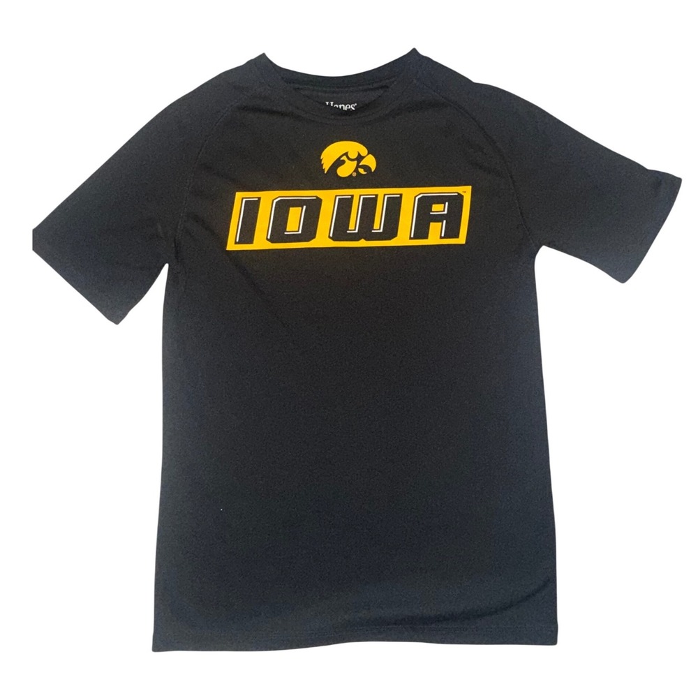 Hanes Iowa Hawkeyes T-Shirt Women Small Black Good Graphic Athletic Tee